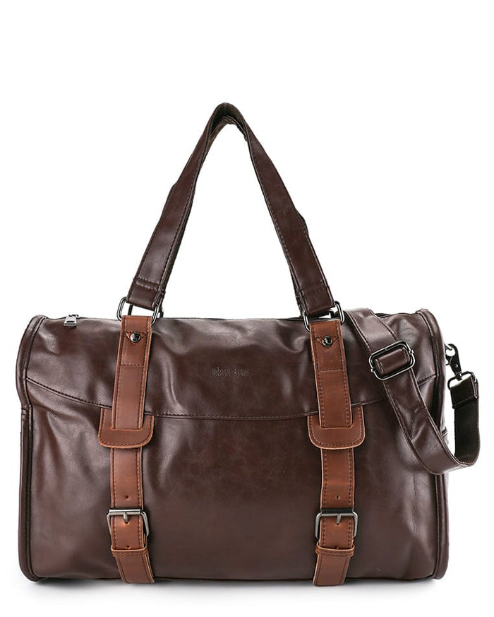 Distressed Leather Nomad Duffel Bag - Dark Brown
