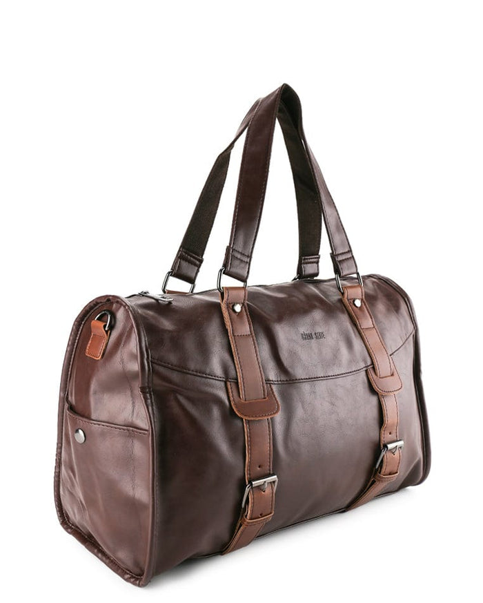 Distressed Leather Nomad Duffel Bag - Dark Brown