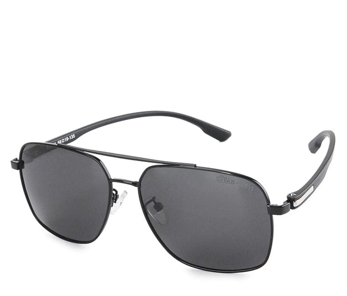 Polarized Metal Frame Oversized Aviator Sunglasses - Black Black