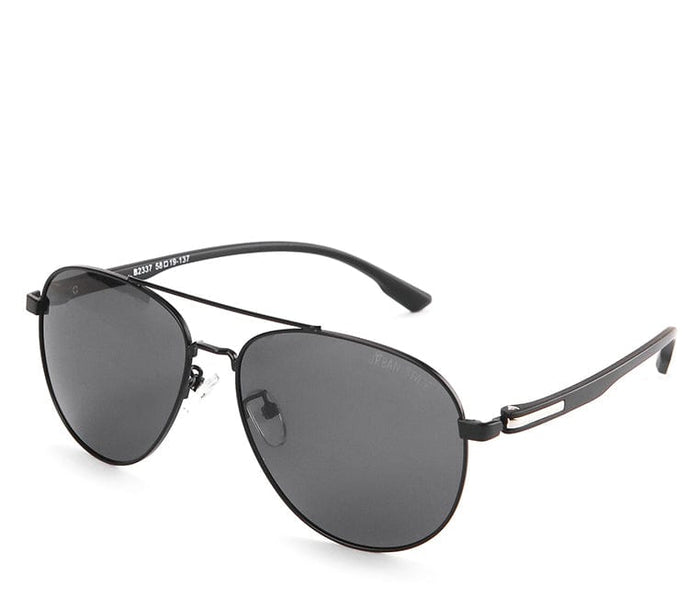 Polarized Metal Frame Racer Aviator Sunglasses - Black Black