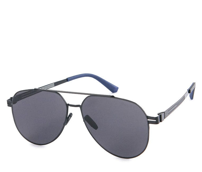Polarized Metal Frame Geometric Aviator Sunglasses - Black Black