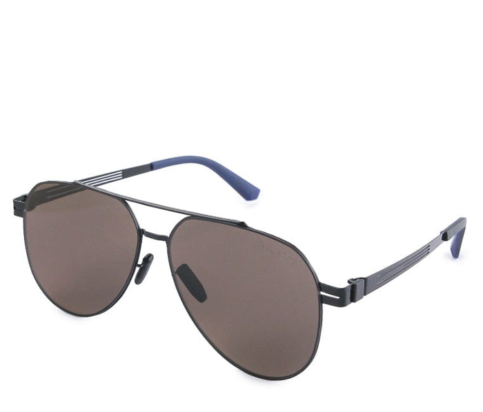 Polarized Metal Frame Geometric Aviator Sunglasses - Brown Black