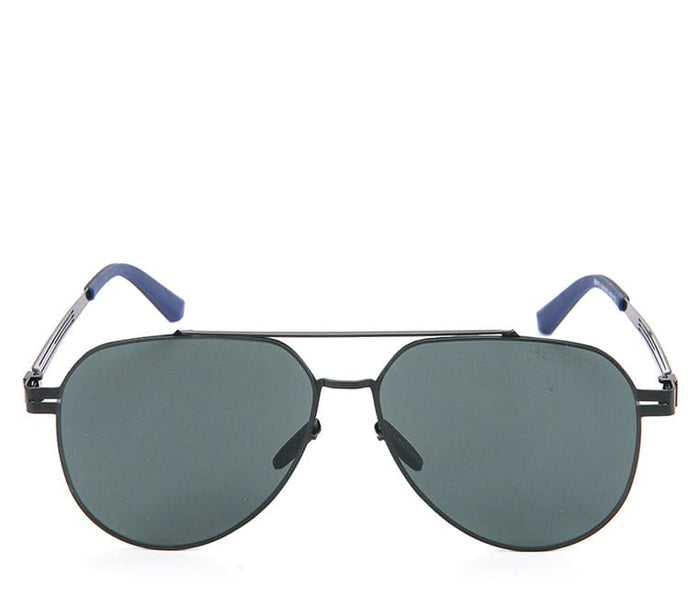 Polarized Metal Frame Geometric Aviator Sunglasses - Green Black