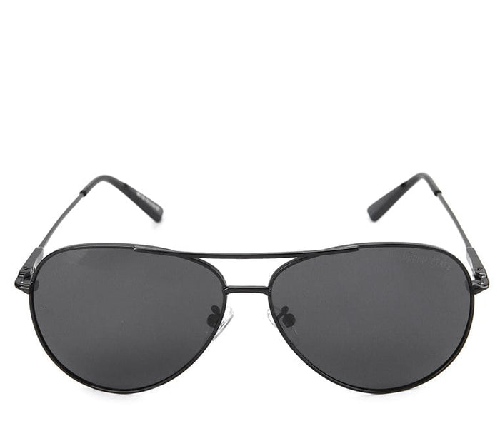 Polarized Metal Frame Pilot Aviator Sunglasses - Black Black