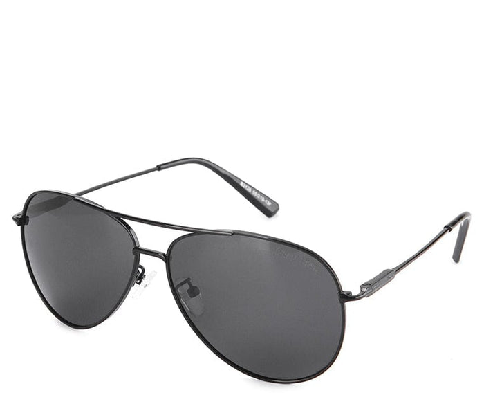 Polarized Metal Frame Pilot Aviator Sunglasses - Black Black