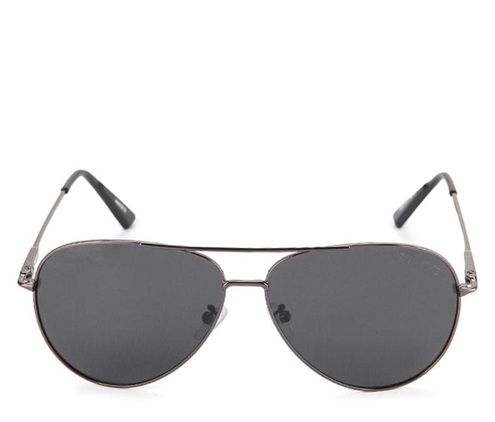 Polarized Metal Frame Pilot Aviator Sunglasses - Black Silver