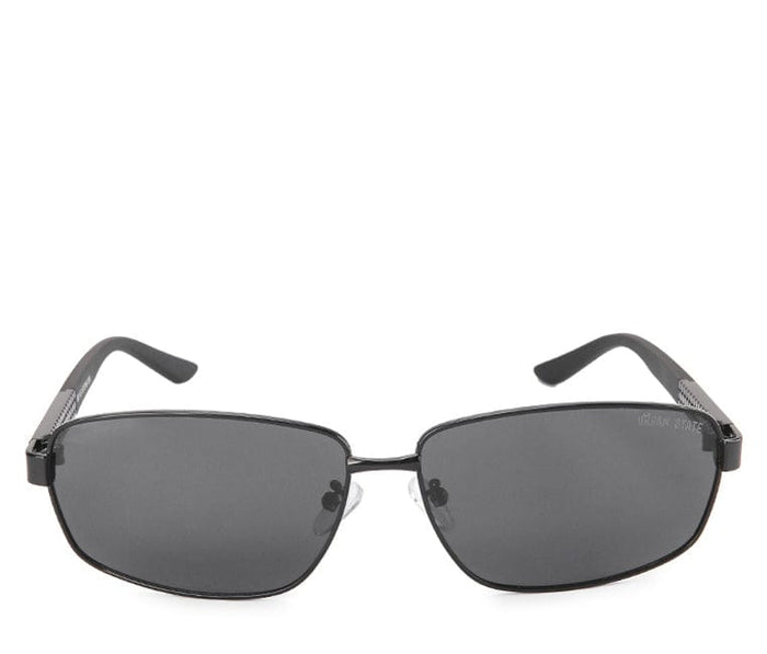 Polarized Metal Frame Slim Rectangular Sunglasses - Black Black