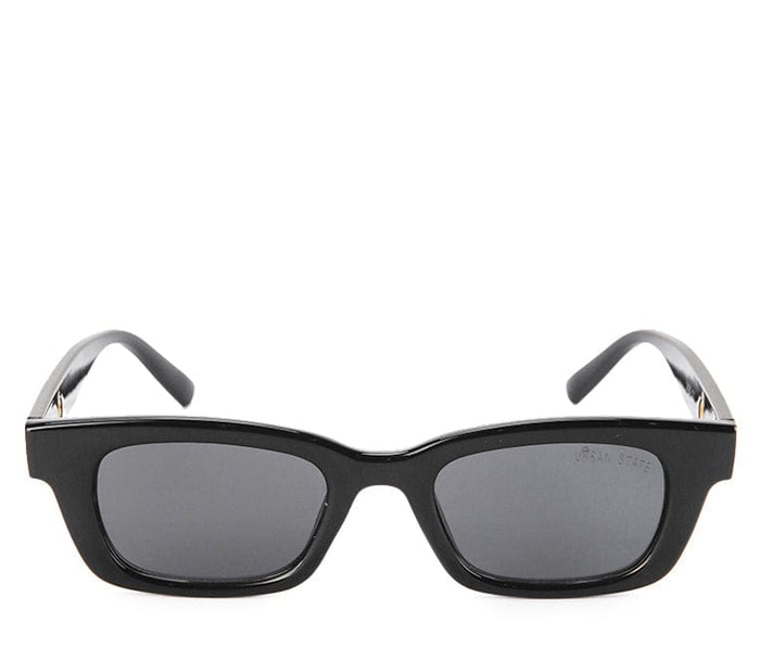 Plastic Frame Polyblock Rectangular Sunglasses - Black Black