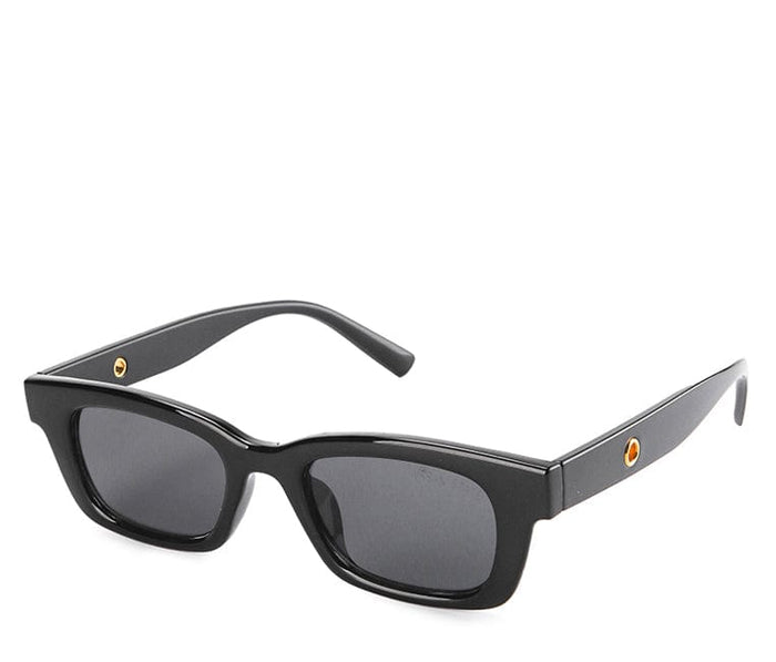 Plastic Frame Polyblock Rectangular Sunglasses - Black Black