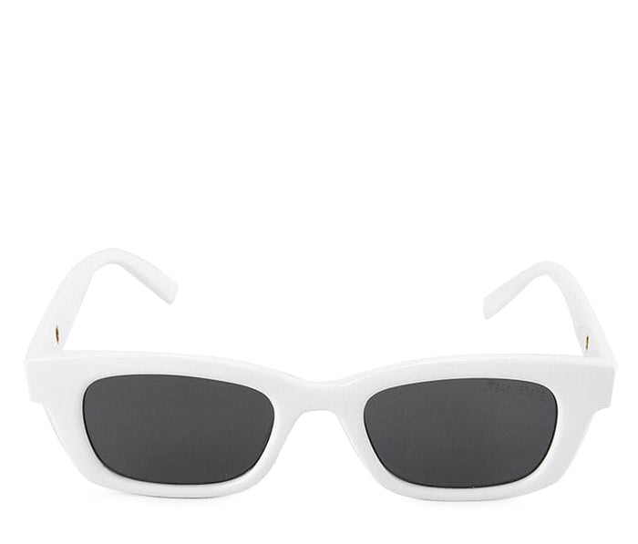 Plastic Frame Polyblock Rectangular Sunglasses - Black White