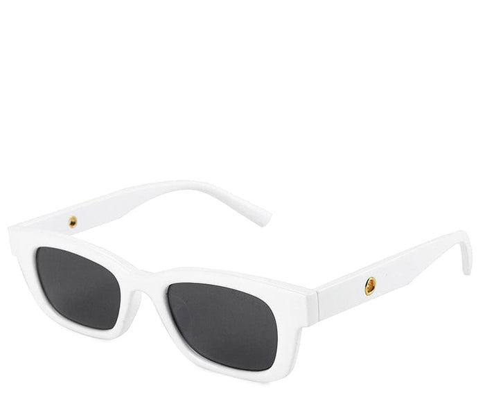 Plastic Frame Polyblock Rectangular Sunglasses - Black White