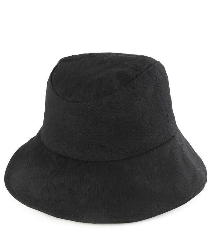 Basic Cotton Bucket Hat with String - Black