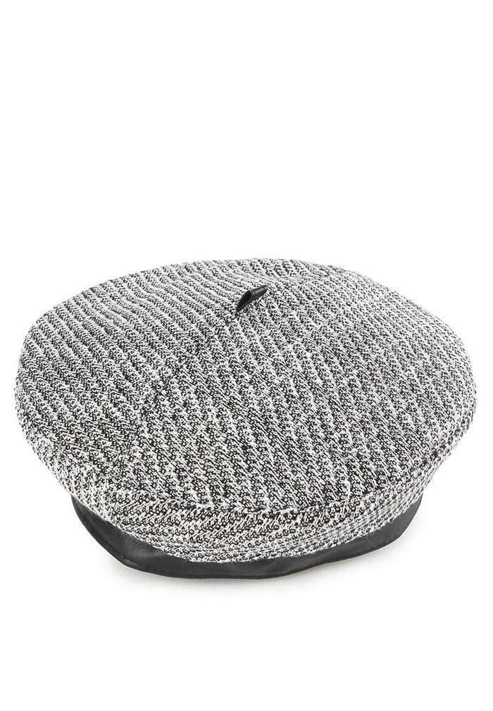 Tweed Beret Hat - White
