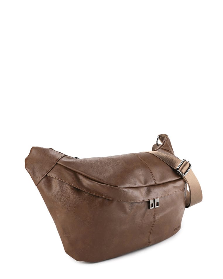 Distressed Leather Concept Belt Bag - Camel