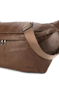 Distressed Leather Concept Belt Bag - Camel