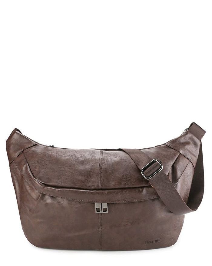 Distressed Leather Concept Belt Bag - Dark Brown
