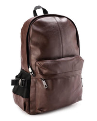 Distressed Leather Mesh Backpack - Dark Brown