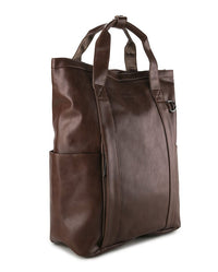 Distressed Leather Expedition Tote Backpack - Camel