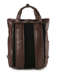 Distressed Leather Expedition Tote Backpack - Camel