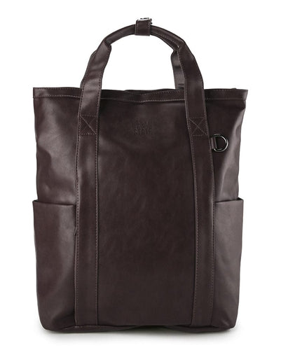 Distressed Leather Expedition Tote Backpack - Dark Brown