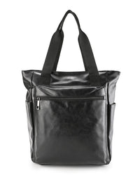 Distressed Leather Concept Tote Backpack - Black