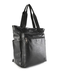 Distressed Leather Concept Tote Backpack - Black