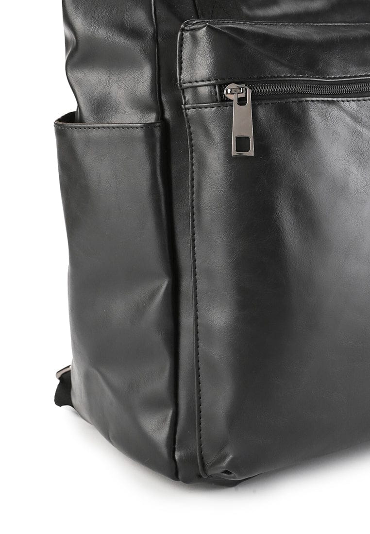 Distressed Leather Concept Tote Backpack - Black