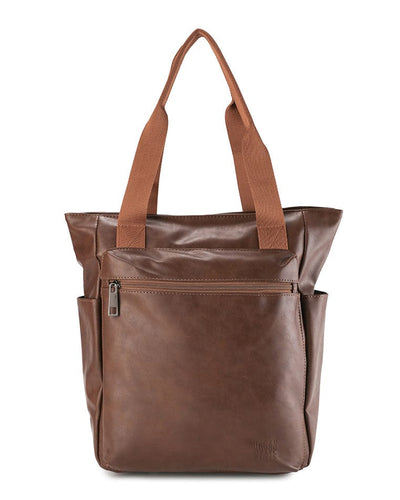 Distressed Leather Concept Tote Backpack - Camel