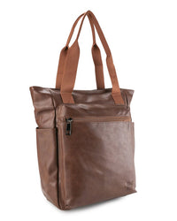 Distressed Leather Concept Tote Backpack - Camel