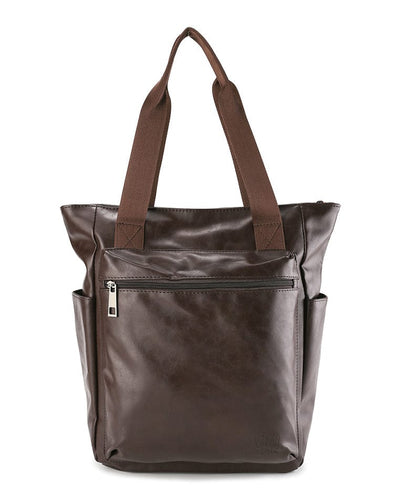 Distressed Leather Concept Tote Backpack - Dark Brown