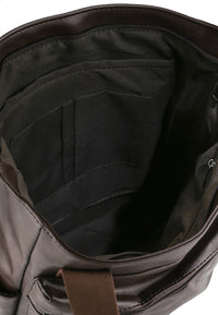 Distressed Leather Concept Tote Backpack - Dark Brown