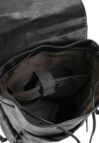 Pu Pocket Flap Large Backpack - Black