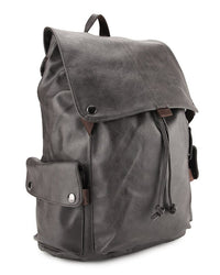 Pu Pocket Flap Large Backpack - Brown