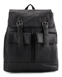 Distressed Leather Hitch Backpack - Black