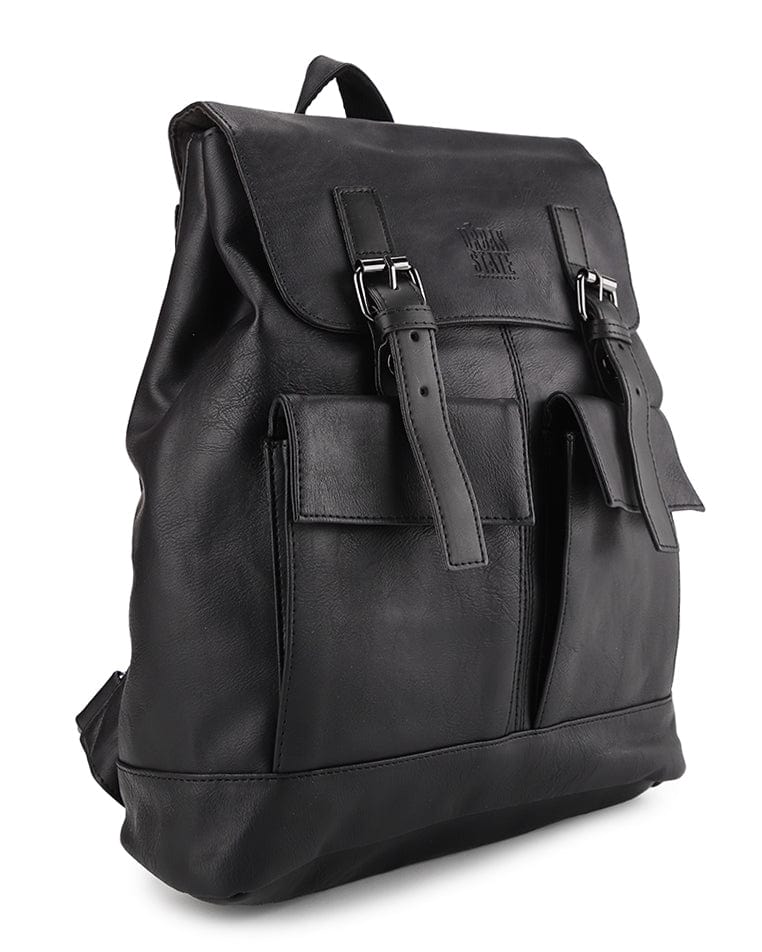 Distressed Leather Hitch Backpack - Black