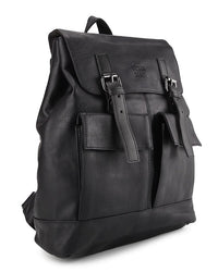 Distressed Leather Hitch Backpack - Black