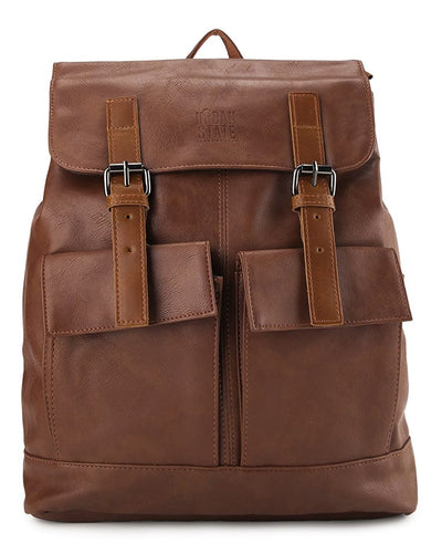 Distressed Leather Hitch Backpack - Camel