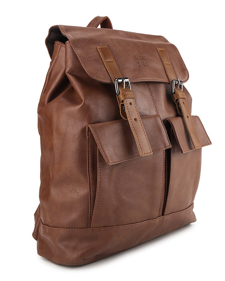 Distressed Leather Hitch Backpack - Camel