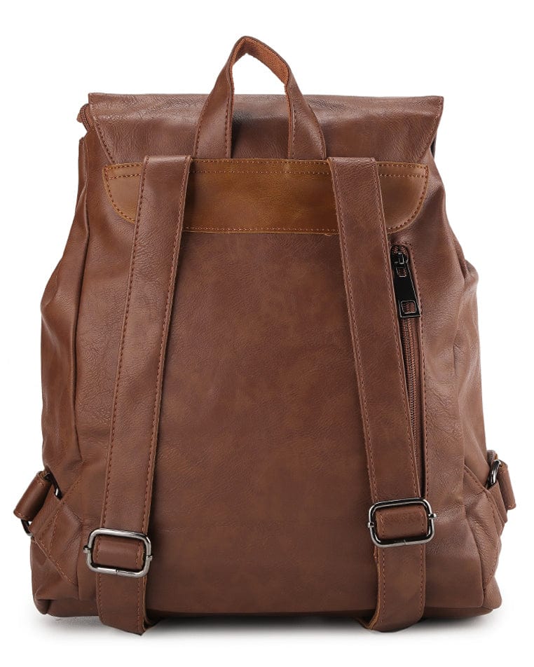 Distressed Leather Hitch Backpack - Camel