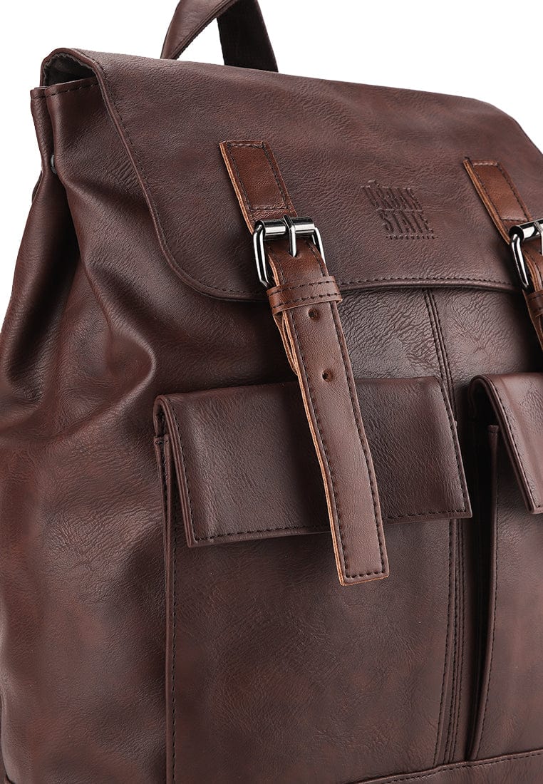 Distressed Leather Hitch Backpack - Dark Brown