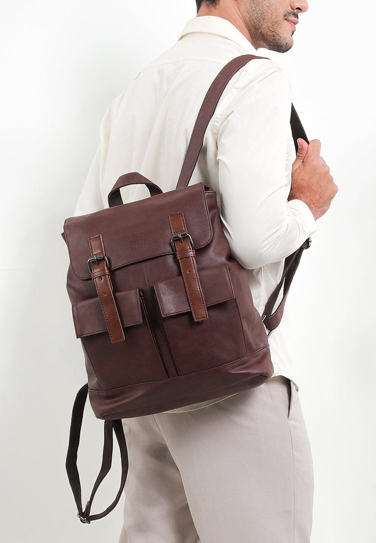 Distressed Leather Hitch Backpack - Dark Brown