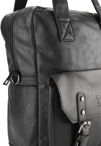 Distressed Leather Carry Backpack - Black