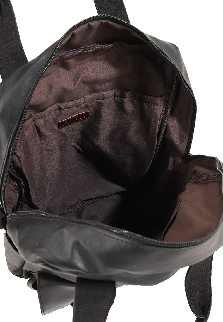 Distressed Leather Carry Backpack - Black