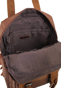 Distressed Leather Carry Backpack - Camel