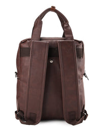 Distressed Leather Carry Backpack - Dark Brown