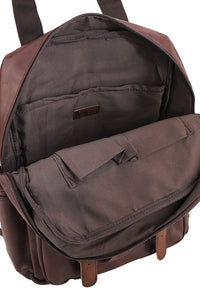 Distressed Leather Carry Backpack - Dark Brown