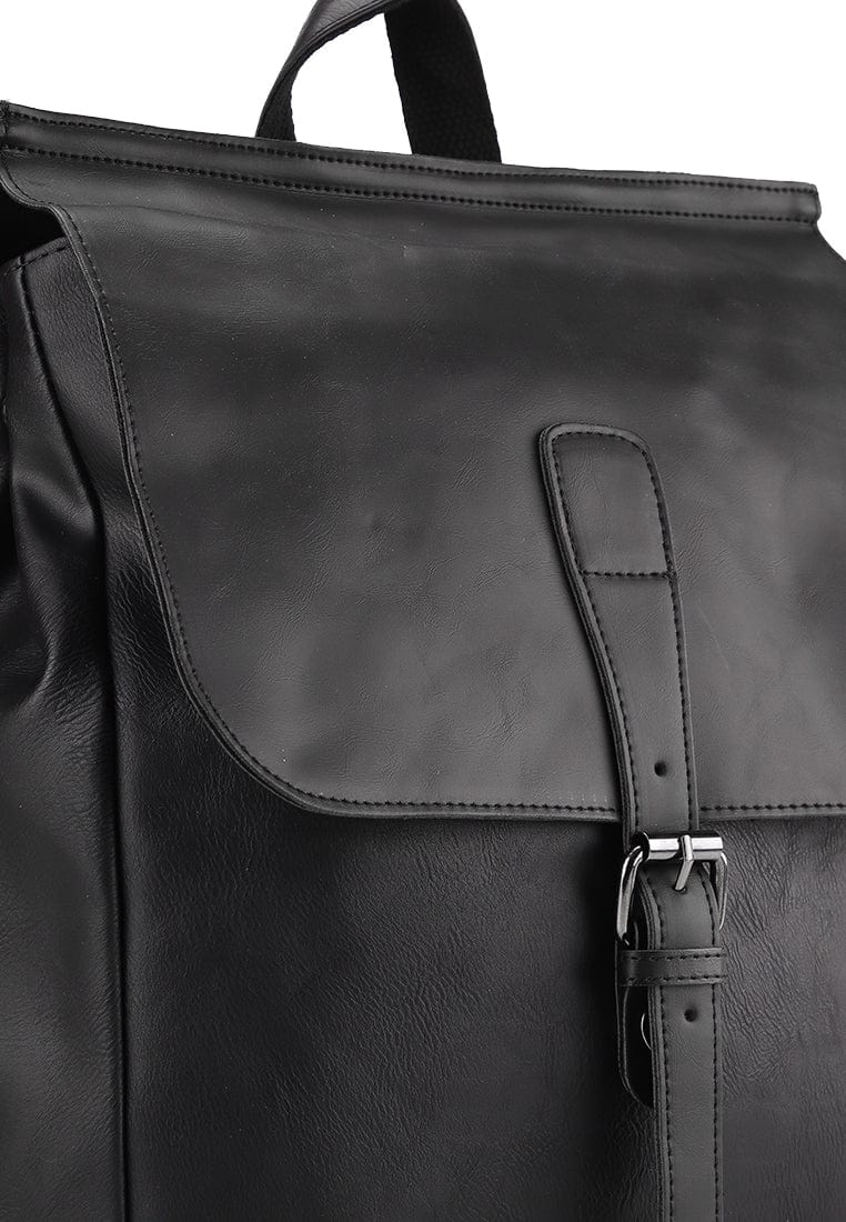 Distressed Leather Hunter Backpack - Black