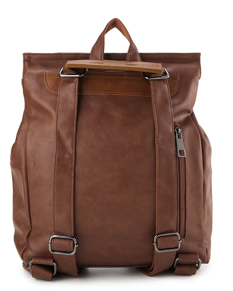 Distressed Leather Hunter Backpack - Camel