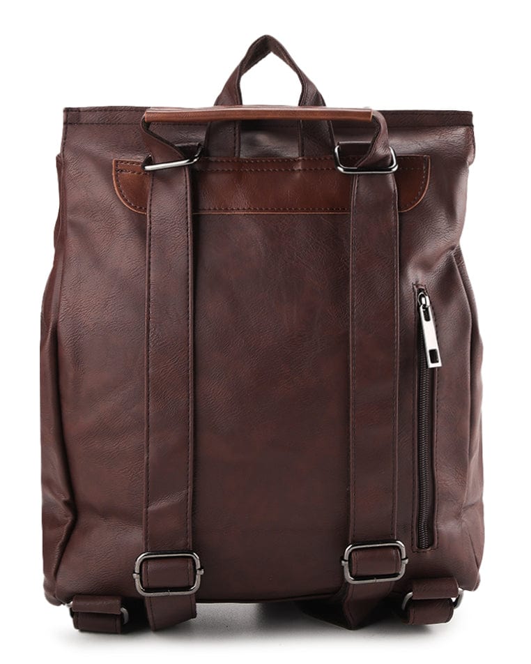 Distressed Leather Hunter Backpack - Dark Brown