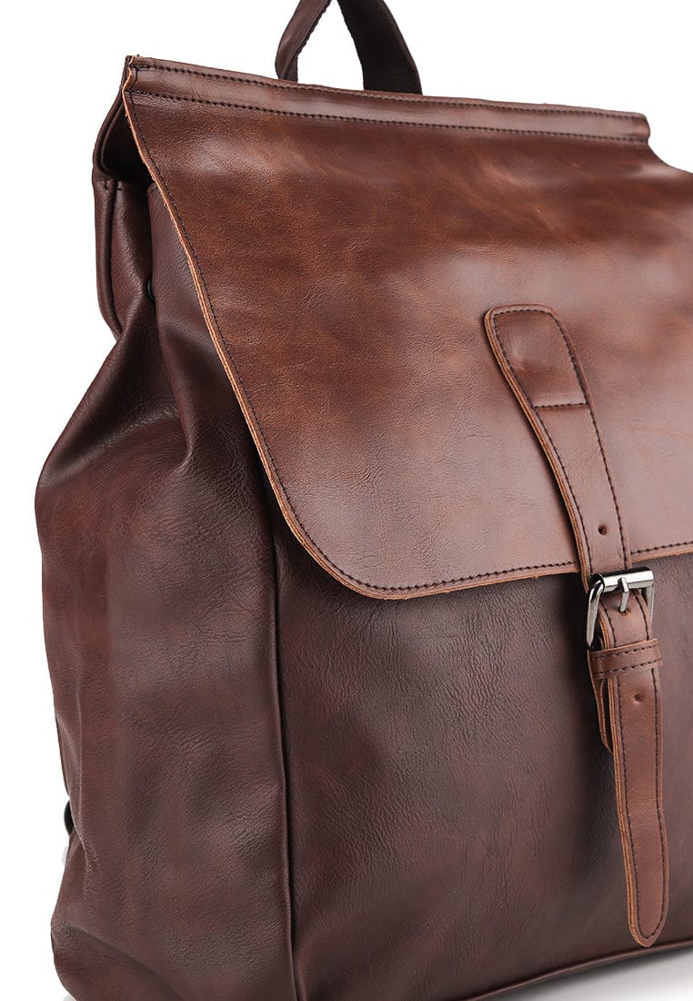 Distressed Leather Hunter Backpack - Dark Brown